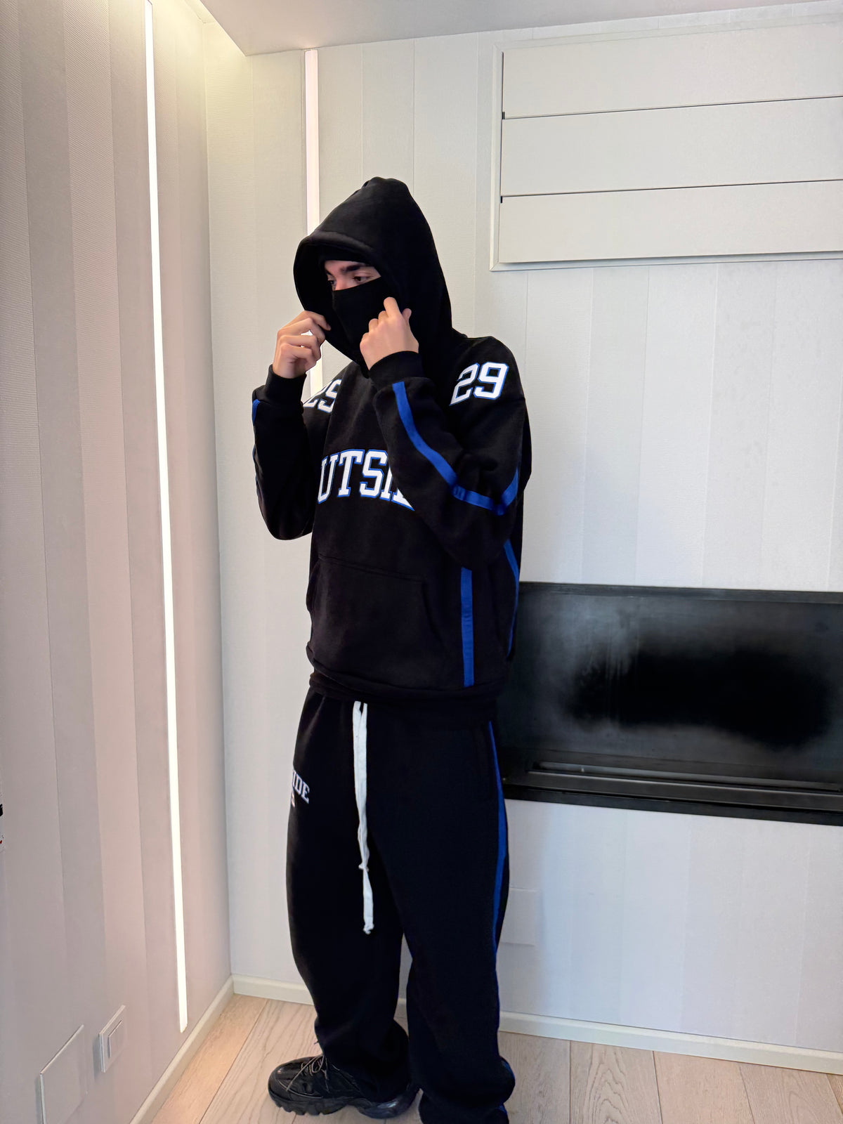 PANTS FLARED BLACK/BLUE