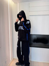 PANTS FLARED BLACK/BLUE